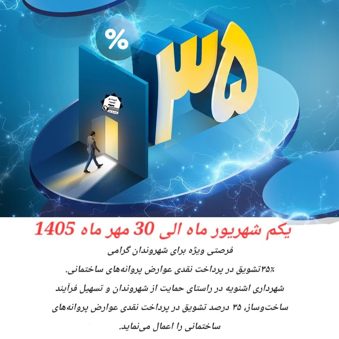 پیشنهاد ۳۵٪ تشویق برای پرداخت نقدی عوارض پروانه‌های ساختمانی تا ۳۰ مهر